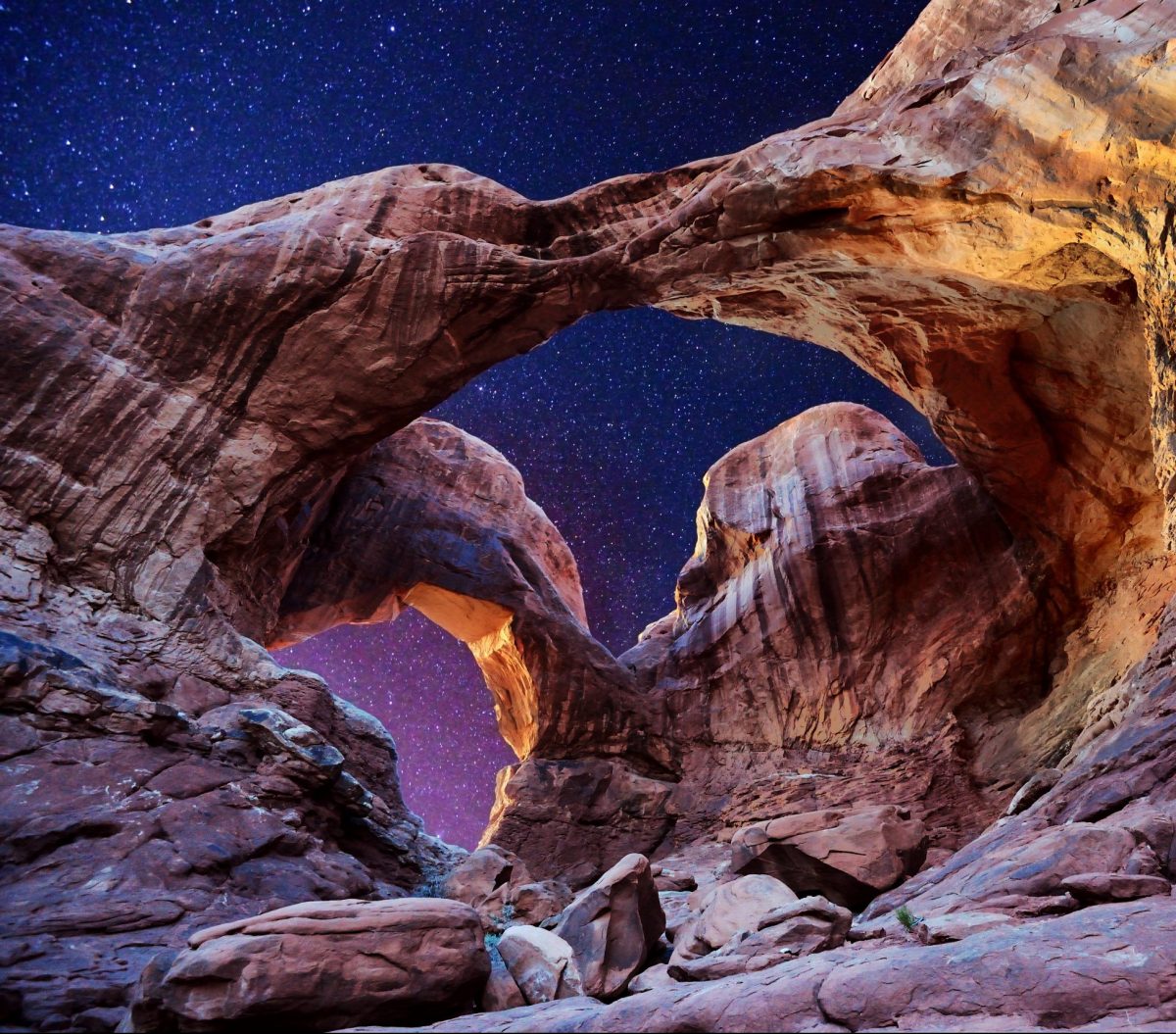 A Night Shot Of Double Arch Arches National Park Utah Grand Pacific